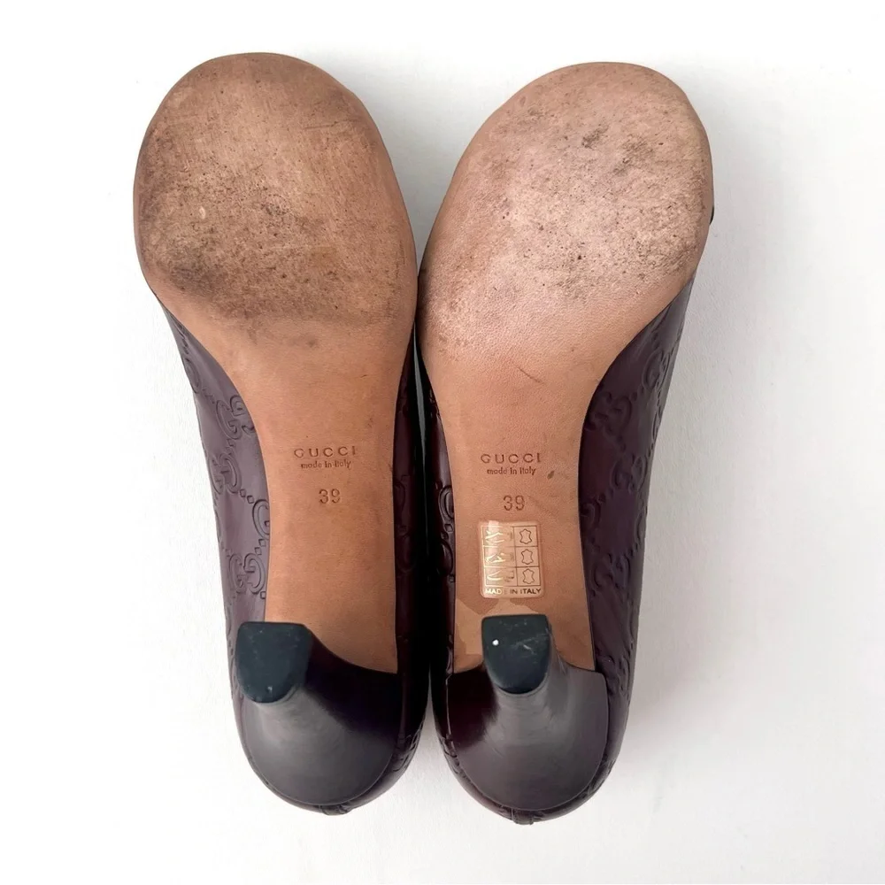 GUCCI | Brown Guccissima Leather Oversized Interlocking GG Logo Pumps Heels 39